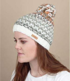 beige striped pompom beanie Nicole Beanie cream